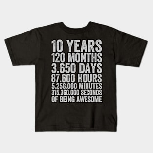 10 Years Of Being Awesome Retro Vintage Birthday Kids T-Shirt